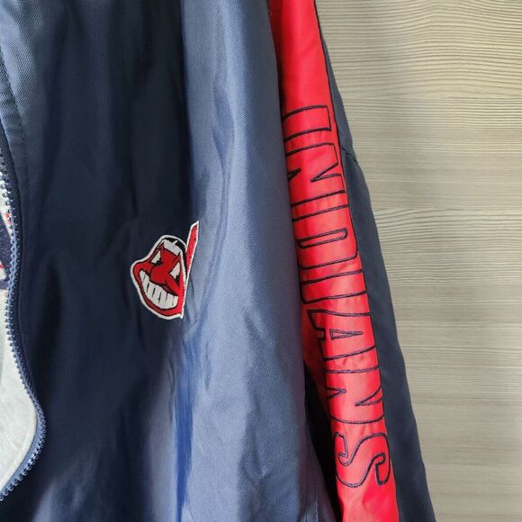 Puma Mens Vintage Cleveland Indians Reversible Jacket Y2k Wahoo Logo Blue Gray - Picture 5 of 16